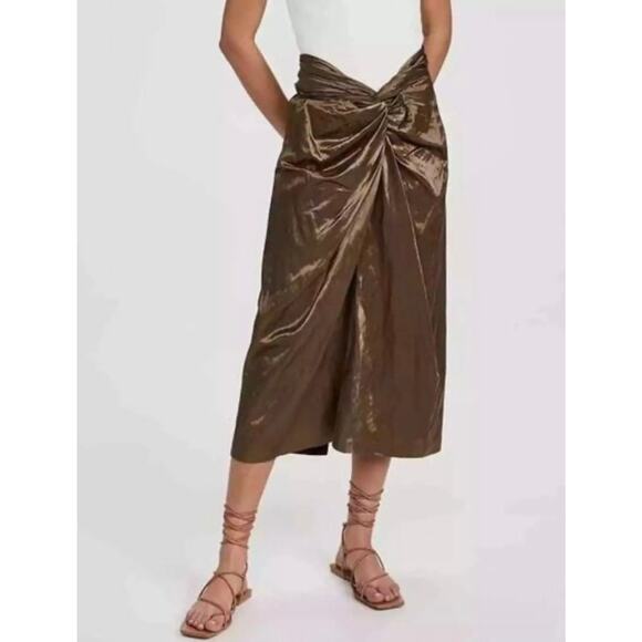 Vince Dresses & Skirts - Stunning VINCE Cottonwood Metallic Twist Front Skirt Size 2